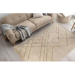 Teppich KAYOOM "Mylen 425", braun (creme, braun), B:160cm H:20mm L:230cm, Baumwolle, Teppiche, Teppich