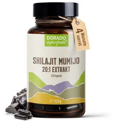 Dorado Superfoods Shilajit Mumijo Extrakt Kapseln – 500 mg – 20% Fulvinsäure, 120 Stück Kapsel, 120 St., 72 g