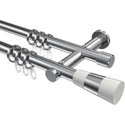 GARDINENSTANGE Platon Tanara 360 cm (geteilt in 2 x 180 cm), 2-läufig, 20 mm Ø Chrom