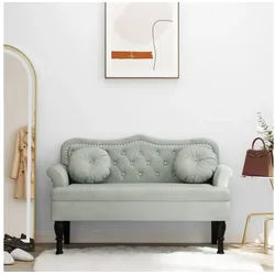LuxusKollektion 2-Sitzer Sofa 2 Sitzer Loveseat Samt Optik Kissen 120.5 x 65 x 75 cm Hellgrau