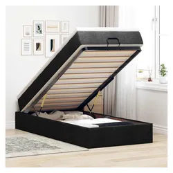 vidaXL Bett, Ottoman-Bett mit Matratze Schwarz 80x200 cm Stoff