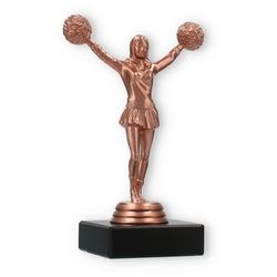 Pokal Kunststofffigur Cheerleader Tanz bronze auf schwarzem Marmorsockel 15,3cm