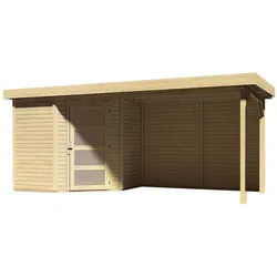 Karibu Gartenhaus Schwandorf 3 inkl. 275 cm Schleppdach mit Rückwand - 19 mm-213 x 217 cm-naturbelassen