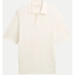 open structure knit polo Beige XXXL
