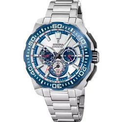 Festina Chronograph Herren-Uhr Chrono Bike Blau Quarz Edelstahl-Armband F20724/1