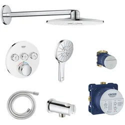 GROHE Grohtherm SmartControl Thermostat Fertigmontageset, runde Ausführung, Badarmaturen, moon white