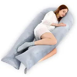 CALIYO Seitenschläferkissen Stillkissen, U-förmiges Schwangerschaftskissen zum Schlafen, Seitenkissen, Seitenschläferkissen ergonomisch geformt blau|grau