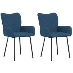 vidaXL Esszimmerstuhl Esszimmerstühle 2 Stk. Blau Stoff (2 St) blau