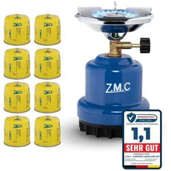 ZMC Gaskocher Campingkocher Gaskocher Shisha Kohleanzünder + Gaskartuschen 190g, (Maximale Temperatur: 1100W / Gewicht: 520g / Butangas), Butangasbrenner Kartuschenkocher Kochfeld für Festivals, Wanderungen 2in1 Gaskocher mit Kohleanzünder+8x Gaskartuschen 190g
