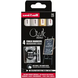 uni-ball Kreidemarker »Chalk PWE-5M« 1 - 2 mm 4 Stück weiß / silber / gold weiß