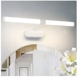 Nettlife LED Spiegelleuchte Zimmer 4000K Spiegellampe Schwarz/Weiß, LED fest integriert, Neutralweiß, Geeignet für weiß 60 cm