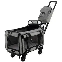 COSTWAY Tiertransportbox Transporttasche bis 30,00 kg, doppelseitig & faltbar grau