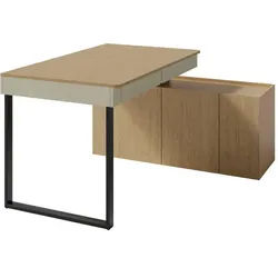 Masseno Schreibtisch Muro 131x140x74,5 cm Bürotisch Computertisch, Hellgrün , Holzwerkstoff , 2 Schubladen , Rechteckig , 131x74.5x140 cm , Büromöbel, Schreibtische, Schreibtische