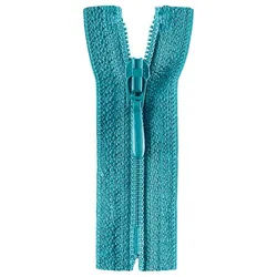 Stofferia Stoff Reißverschluss Opti Tropfen 50 cm türkis, Meterware blau