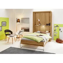 priess Schrankbett Ancona mit Regal und LED-Beleuchtung braun