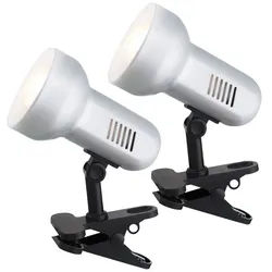 GLOBO LIGHTING Klemmleuchte, Leuchtmittel nicht inklusive, Klemmstrahler Tischlampe Leseleuchte beweglich Schreibtischlampe 2x silberfarben