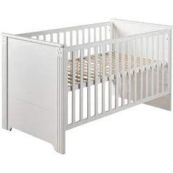 Roba Babybett Maxi 70 x 140 cm , Weiß , Holzwerkstoff , Rechteckig , 70x140 cm , Hergestellt in Europa , Babymöbel, Babybetten, Gitterbett