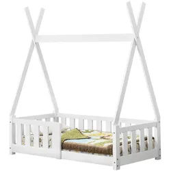 [en.casa] Kinderbett Helsingborg , Weiß , Holz , Kiefer , 70x140 cm , Babymöbel & Kindermöbel, Kinderzimmer & Jugendzimmer, Kinderbetten, Spielbetten