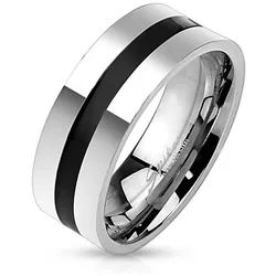 Order & Smile Schmuck Fingerring Moderner Ring Edelstahl mit schwarzer Linie