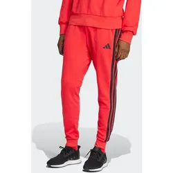 Sporthose ADIDAS SPORTSWEAR "ESSENTIALS 3-STREIFEN FRENCH TERRY", Herren, Gr. M, N-Gr, pure ruby, schwarz, normal, gr., Obermaterial: 55% Baumwolle, 36% Polyester, 9% Viskose, Hosen Sporthose, schmal zulaufende Beinform, für sportliche Aktivitäten