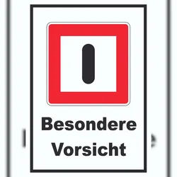 HB-Druck Gebot besondere Vorsicht walten zu lassen Schild mit Text A3 Rückseite selbstklebend
