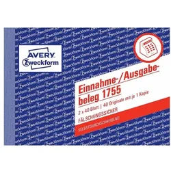 Avery Zweckform Formularbuch »Einnahme-/Ausgabebeleg mit Dokumentendruck« (2-fach) gelb, 14.8x10.5 cm