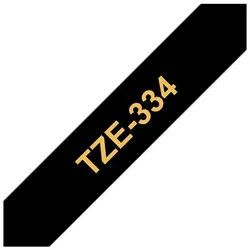 BROTHER TZe-334 gold auf schwarz 12mm