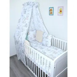 Primawela Babybettwäsche Bettwäsche Waffelpiqué Bettset Baby - Kissen Nestchen Vollstoff Himmel, 5 teilig braun