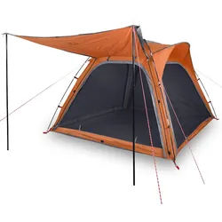 vidaXL Kuppelzelt Campingzelt 4 Personen Grau und Orange Quick Release Wasserfest, (1 tlg) grau