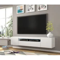 Raumhirsch Furniture Lowboard TV Schrank, RTV Möbel, Wohnmöbel (Maße 200 x 37 x 42/36 (H) cm, 3 Fächer), Hängend oder stehend, Viel Stauraum weiß 200 cm x 42 cm x 37 cm