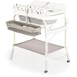 Cangaroo Babybadewanne Wickeltisch 2 in 1 Garda Thermometer Räder Wickelauflage grau