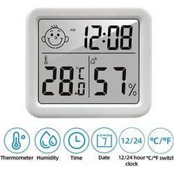 Olotos Raumthermometer Digital LCD Thermometer Thermo-Hygrometer Feuchtigkeit Wetterstation, Temperatur Messgerät für Innenraum Wohnzimmer Babyraum Büro weiß