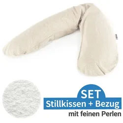 Theraline Stillkissen Das Original - Punkte - Beige, 2-tlg., Lagerungskissen / Seitenschläferkissen inkl. Bezug (Baumwolle) 190 cm beige