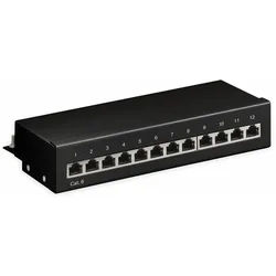 GOOBAY CAT.6 Patchpanel 69307, Mini, 12-fach, STP, schwarz