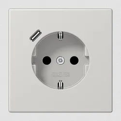 Jung LS1520-18CLG Schutzkontakt-Steckdose 16 A, mit USB-Ladegerät 1 x Typ C, SAFETY+, Serie LS, lichtgrau