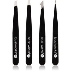 Brushworks The Complete Pinzetten-Set für die Augenbrauen Black 4 St.