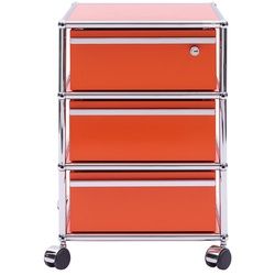 USM Rollcontainer orange, Designer Prof. Fritz Haller, 61x42x53 cm