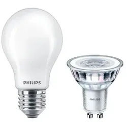 Leuchtmittel 1xLED 4,6W (50W/355lm) GU10 + 1xLED 8,5W Glas (1055lm) E27 - Philip
