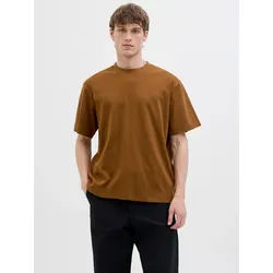 Rundhalsshirt JACK & JONES "JJEURBAN EDGE TEE SS O-NECK NOOS", Herren, Gr. S, braun (monks robe), Jersey, Obermaterial: 100% Baumwolle, unifarben, relaxed fit taillenbedeckt, Rundhals, gerader Abschluss, Shirts Rundhalsshirt, mit Rundhalsausschnitt