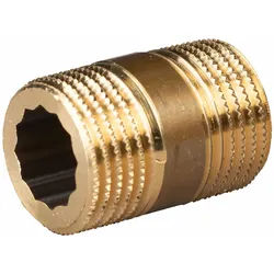 Messing Gewinde-Fitting Distanz-Doppelnippel 1/2" - 1/2" L= 30 mm, schwere Ausführung