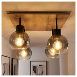 GLOBO LIGHTING Kugelleuchte, Leuchtmittel nicht inklusive, Deckenlampe Esstisch Retro Deckenleuchte rustikal Landhaus Deckenlampe braun