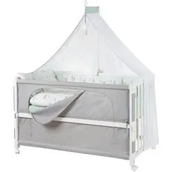 Roba Babybett Woodland Buddies 5er-Set 60 x 120 cm , Weiß , Textil , 60x120 cm , Babymöbel & Kindermöbel, Babyzimmer, Babybetten, Beistellbetten