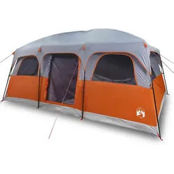 vidaXL Kuppelzelt 10-Personen Zelt Campingzelt Tunnelzelt Familienzelt für 9 Personen Gr grau