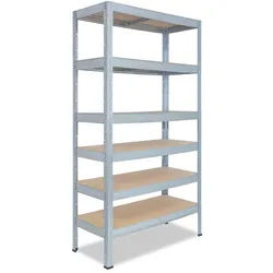 shelfplaza PRO 230x100x60 cm Schwerlastregal in verzinkt mit 6 Böden und 166 kg Traglast pro Boden