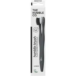 The Humble Co. Zahnbürste Humble Pflanzenbasierte Zahnbürsten sensitive 2 Stück schwarz/weiß