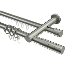 GARDINENSTANGE RUNDROHR-INNENLAUF Platon Elanto 180 cm, 2-läufig, 20 mm Ø Edelstahl-Optik