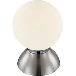 GLOBO LIGHTING Tischleuchte, Leuchtmittel inklusive, Kaltweiß, Warmweiß, Neutralweiß, Tageslichtweiß, Farbwechsel, LED Schreib Tisch Lampe Leuchte Nickel Matt Chrom Glaskugel Wohn silberfarben