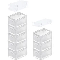 PROREGAL MegaDeal 8x Transparenter Eurobehälter LightLine mit offenem Griff und Auflagedeckel | HxBxT 22x30x40cm | 24 Liter | Eurobox