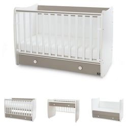Lorelli Komplettbett Babybett Dream NEW 70 x 140 cm, umbaubar Kinderbett Schaukelbett Schreibtisch braun