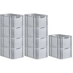 PROREGAL 10x Eurobox NextGen Grip | HxBxT 32x40x60cm | 65 Liter | Griffe offen | Verstärkter Boden | Eurobehälter